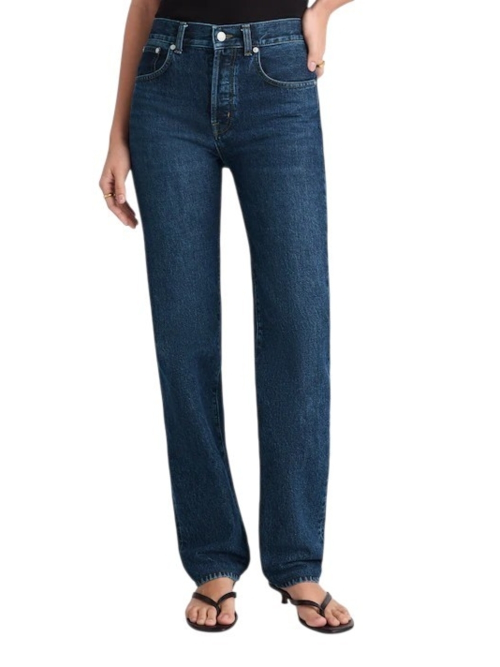 Madewell Petite Longline Straight Jeans McKinney Wash Size 31P Button Fly